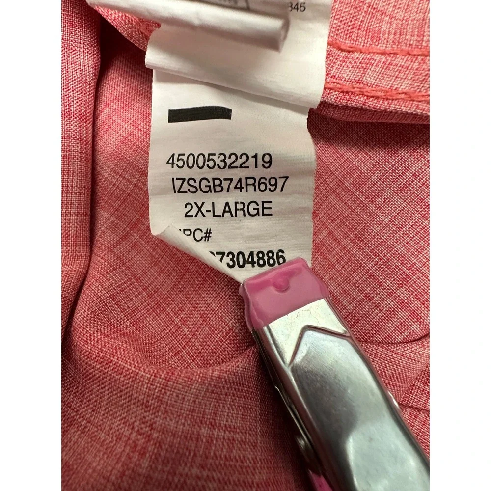 IZOD Saltwater Mens XXL Red Heather Short Sleeve Vented Fishing Shirt